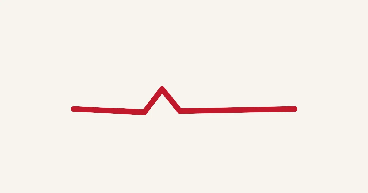 A red line with one bend on warm paper.